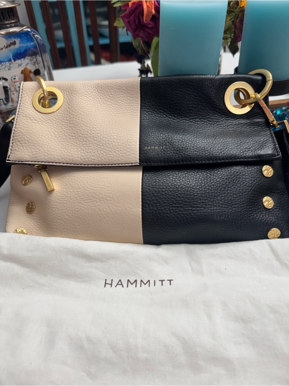 Hammitt Montana VIP Two-Tone Black & Cream Leather Shoulder Bag